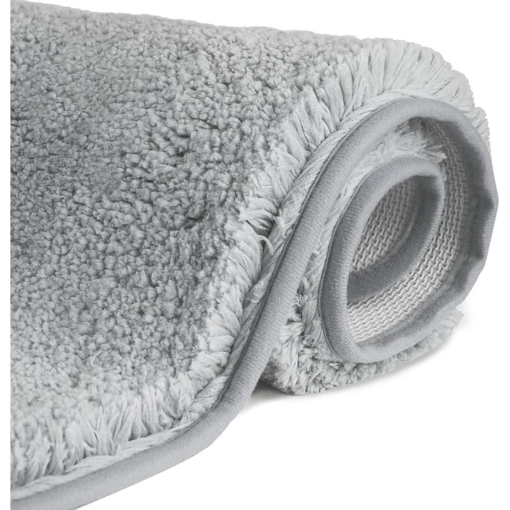 FCSDETAIL rutschfeste, Hochflor Badteppiche 70X120 cm, Maschinenwaschbare Badematte, Badvorleger mit Wasserabsorbierenden, Weichen Mikrofasern für Badewanne, Dusche und Badezimmer (Hellgrau) – Bild 1