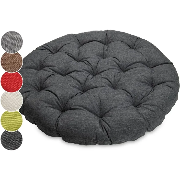 sunnypillow Sesselauflage Polster für Papasansessel, rund Durchmesser 120 cm Dicke 15cm, ANTHRAZIT