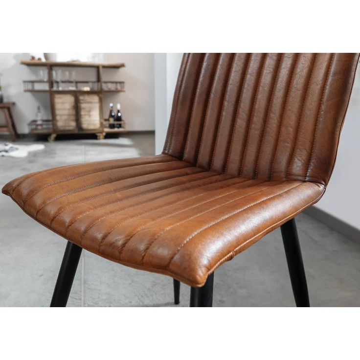 Stuhl Echtleder 45x62x88 cognac IRON LABEL #10 – Bild 4