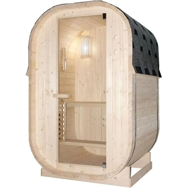 Sanotechnik Outdoor Fasssauna 'LINDHOLM' für 1-2 Personen, Thermo-Fichtenholz, 189x220x191,5 cm – Bild 1