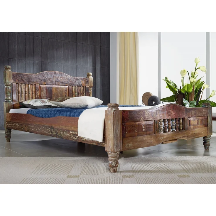 Bett Altholz 200x200x100 mehrfarbig lackiert FABLE #23 – Bild 3