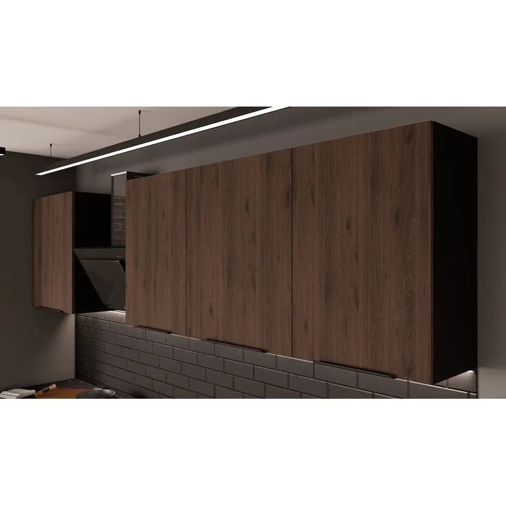 Küche MONZA BASIC 280 cm Küchenzeile Küchenblock Einbauküche Nussbaum Okapi matt + Schwarz matt – Bild 4