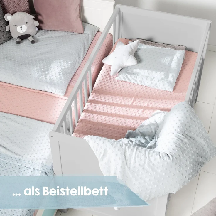 roba Beistell- & Babybett 60 x 120 - inkl. Lattenrost & Matratze - Höhenverstellbar - Taupe – Bild 5