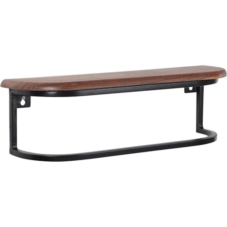 FineBuy Wandregal 50x15x13 cm Sheesham Massivholz / Metall Hängeregal Industrial, Kleines Design Schweberegal Rechteckig, Regal Hängend Wohnzimmer, Akzentregal Wand – Bild 1