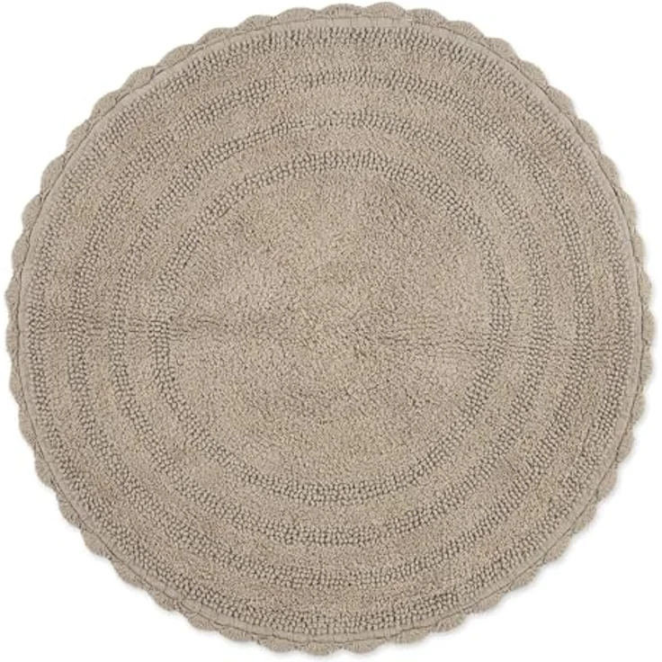 DII Crochet Collection Wende-Badematte, rund, 69,8 cm Durchmesser, Stein. – Bild 2