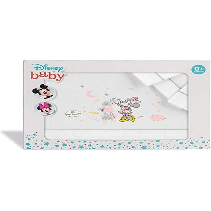 Interbaby MN006-18 3Stück Bettwäsche Wiege Disney Minnie Mouse Weiss/Grau