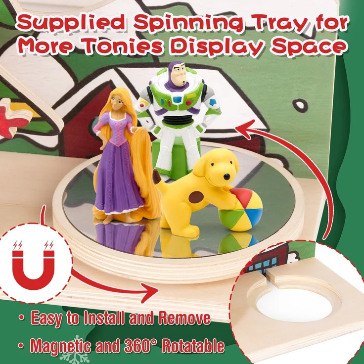 Todeco Tonie-Regal für Toniebox Hörfiguren, mit abnehmbarem Schleudertablett, Magnetische Aufbewahrung für 12-15 Tonie, Freistehende Regale, Kinderregal für Mädchen & Jungen, Weihnachtsdekoration – Bild 5