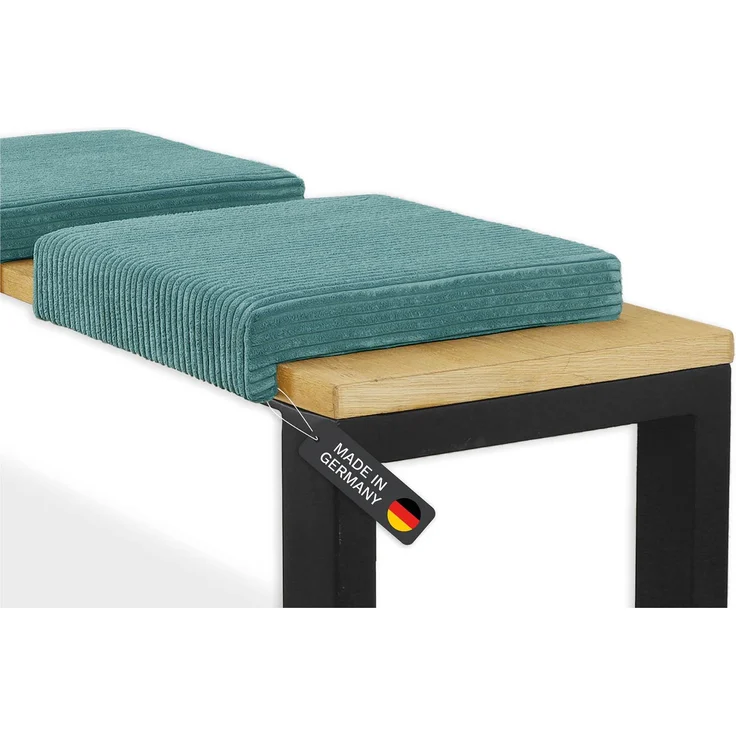 Lycce Bankauflage Klemmkissen mit Leiste - Cord, Polsterung, rutschfest Türkis 8x40x38cm – Bild 2