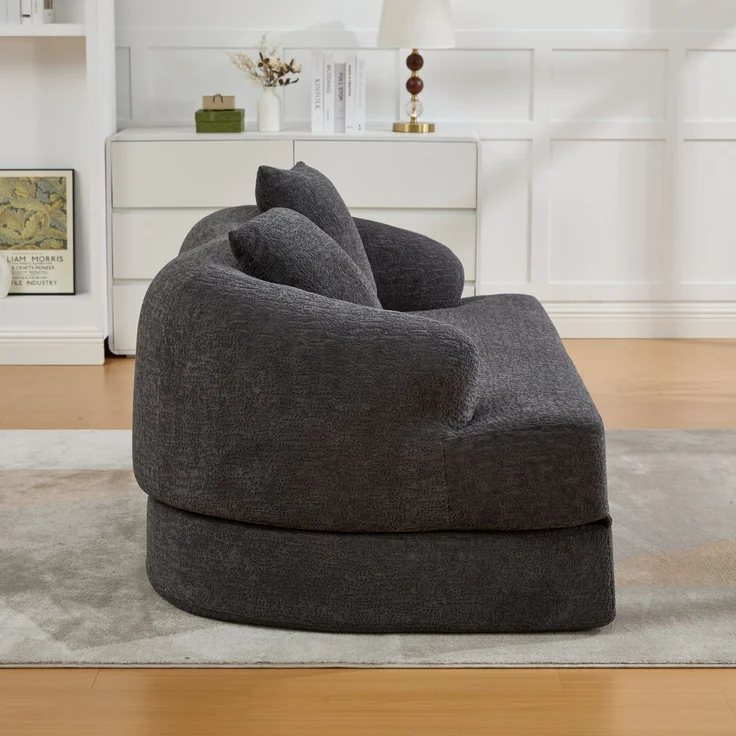 ZUBALIYA Schlafsofa 84x65 cm, mit LED - Beleuchtung, mit Chenille - Bezug, modular aufgebaut, mit Schaumstoffpolsterung, Dunkelgrau – Bild 10