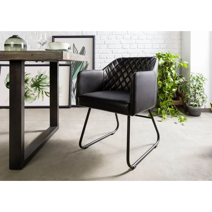 Stuhl Echtleder 55x59x76 schwarz IRON LABEL #17 – Bild 8