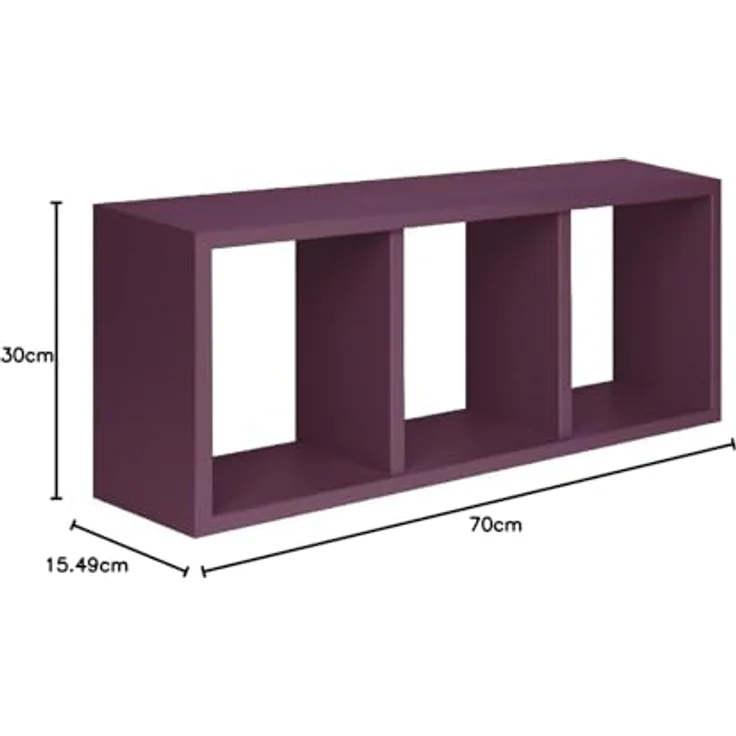 Homemania Tristano Wandregal – Wohnzimmer, Schlafzimmer, Büro, MDF, Violett, 70 x 30 x 15,5 cm – Bild 2