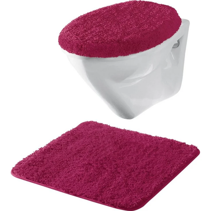 Erwin Müller Badematte Hänge-WC-Set "Rhodos" 2-teilig, Gummizug:, oval: Deckelbezug, Uni