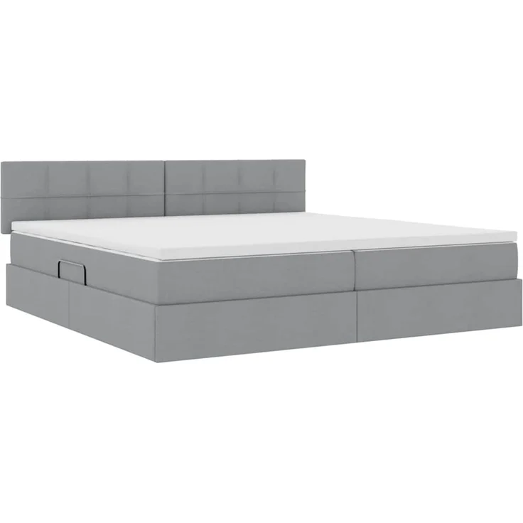 vidaXL LED-Speicherbett mit Matratze Hellgrau 200 x 200 cm Stoff 3371166 – Bild 6