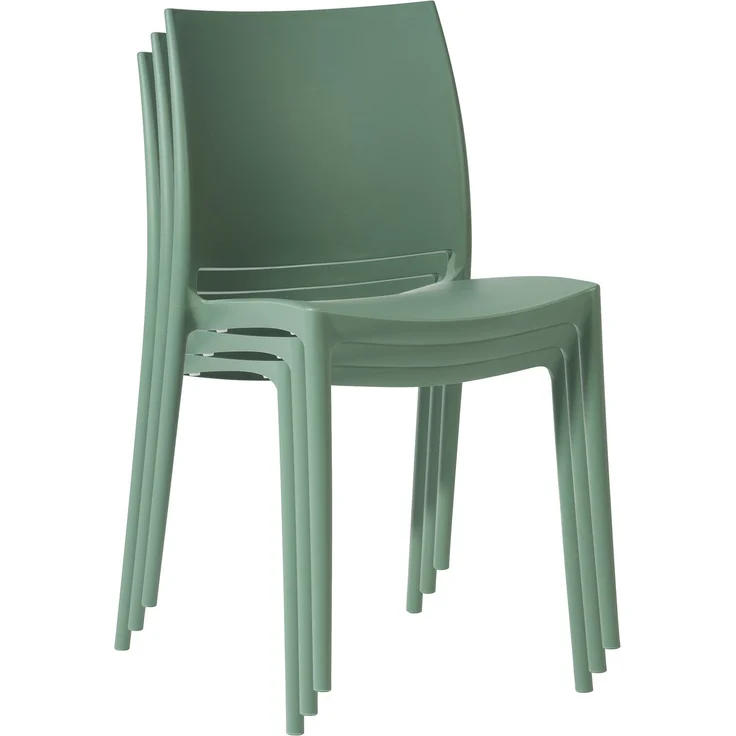 CLP 2er Set Gartenstühl Meton mit Lehne stapelbar wetterfest UV-beständig bis 150 kg,oliv – Bild 5