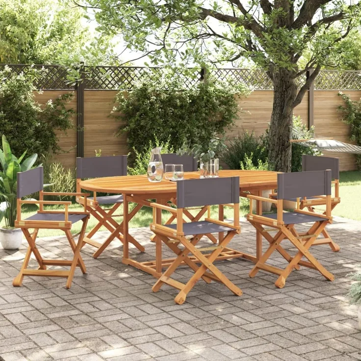 vidaXL Klappbare Gartenstühle 6 Stk. Dunkelgrau Stoff 3208914