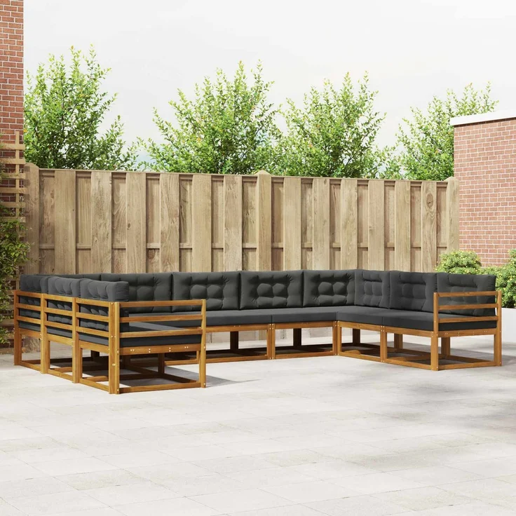 vidaXL Outdoor-Sofagarnitur 9 stk. 9-Sitzer Natur und Anthrazit 3368155 – Bild 1
