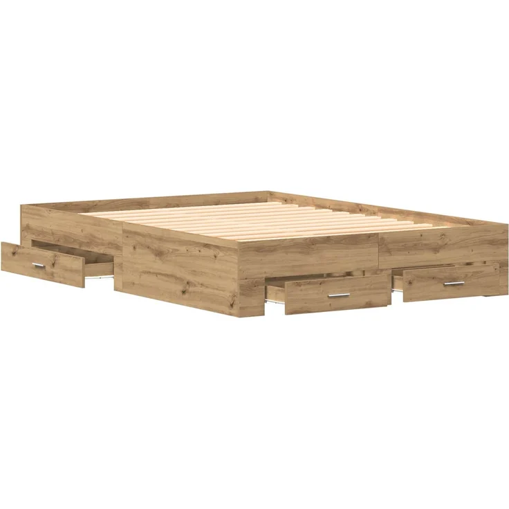 vidaXL Bettrahmen Artisan-Eiche 140 x 200 cm Holzwerkstoff 3333967 – Bild 5