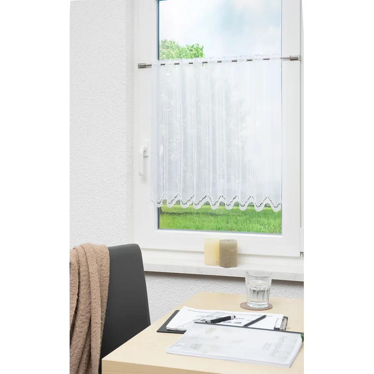 Scheibengardine von Lysel - Bogenmuster (Bx H) 64,8cm * 60cm reinweiß/Weiß – Bild 2