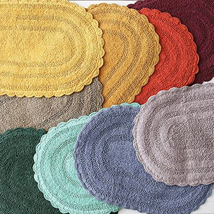 DII Crochet Collection Wende-Badematte, rund, 69,8 cm Durchmesser, Dunkelgrün. – Bild 7