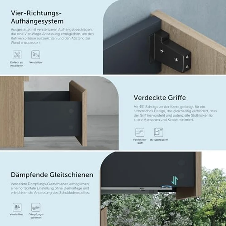 doporro Badmöbel-Set Badmöbel-set Verona Waschbecken-Unterschrank Wandmontage – Bild 7
