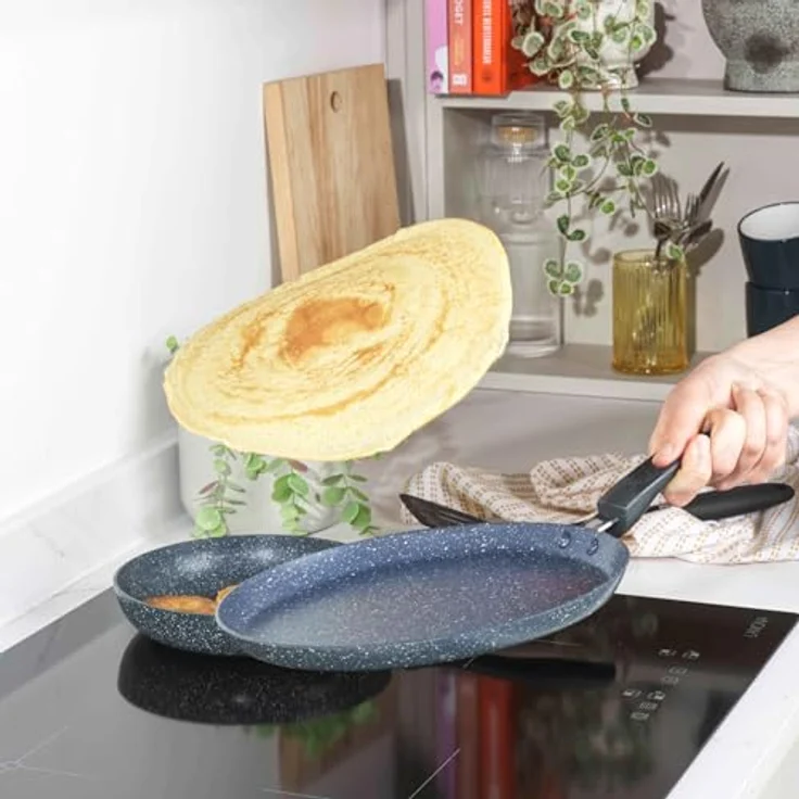 Russell Hobbs RH03409EU7 Nightfall Stone Crepe Pfannkuchenpfanne – Antihaftpfanne mit flacher Pfanne, 25 cm, Induktionskochfeld geeignet, für Ei, Dosa, Omelette, Roti, Kaltgriff, Spülmaschinenfest – Bild 5