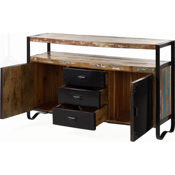 Sideboard Altholz 150x43x90 mehrfarbig lackiert INDUSTRIAL #06 – Bild 8