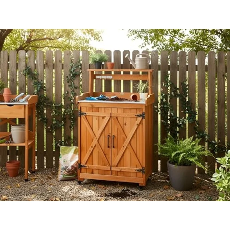 Pflanztisch ALTOLIA Tannenholz 70 cm 40 cm Braun – Bild 2