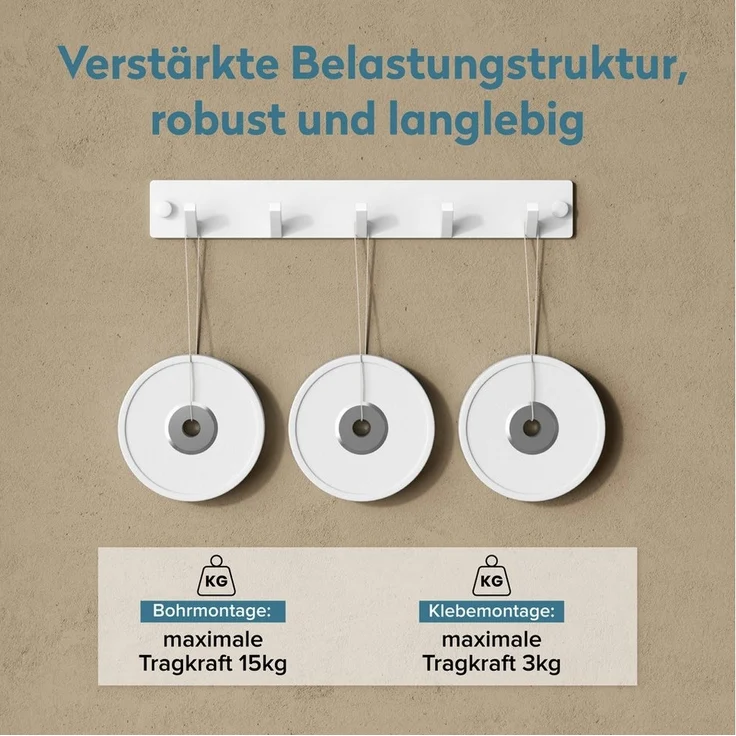 doporro Wandgarderobe Garderobenhaken Edelstahl, Kleiderhaken Wand mit 5 Haken Stalo-05, Hochwertiger Edelstahl – Bild 3