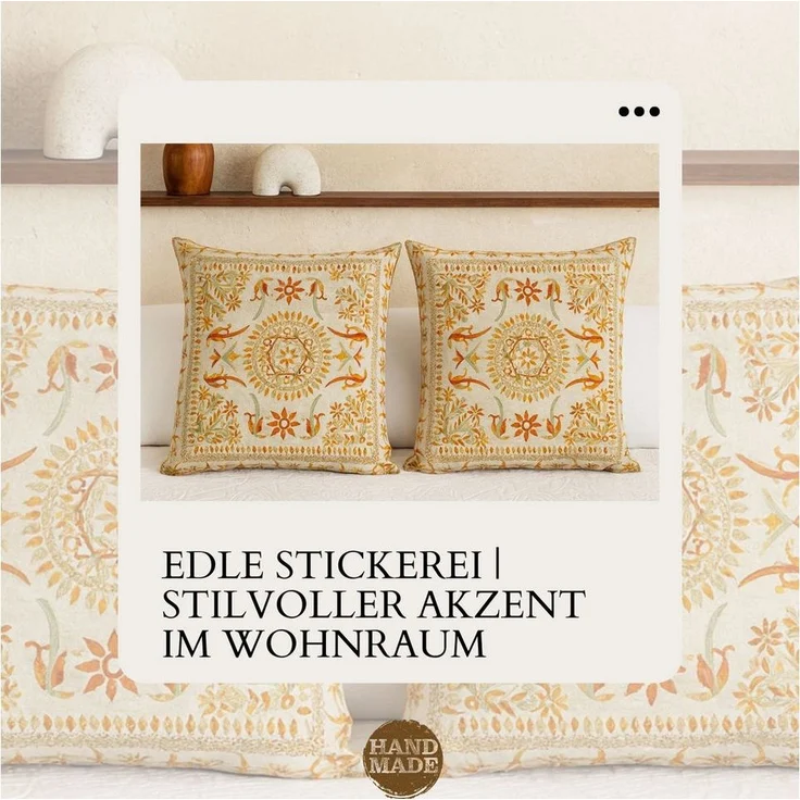 Marrakesch Orient & Mediterran Interior Zierkissen Handgefertigter Kissenbezug Lodge Braun 50x50 cm, Boho Vintage Deko, (1 St) – Bild 3