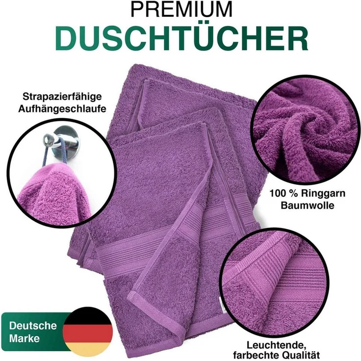leevitex® Duschtücher 2er-Set, 70x140 cm, 100% Baumwolle, saugstark und fusselfrei, Frottee (Set, 2-St), OEKO-TEX® STANDARD 100 zertifiziert, gestreifte Bordüre – Bild 3