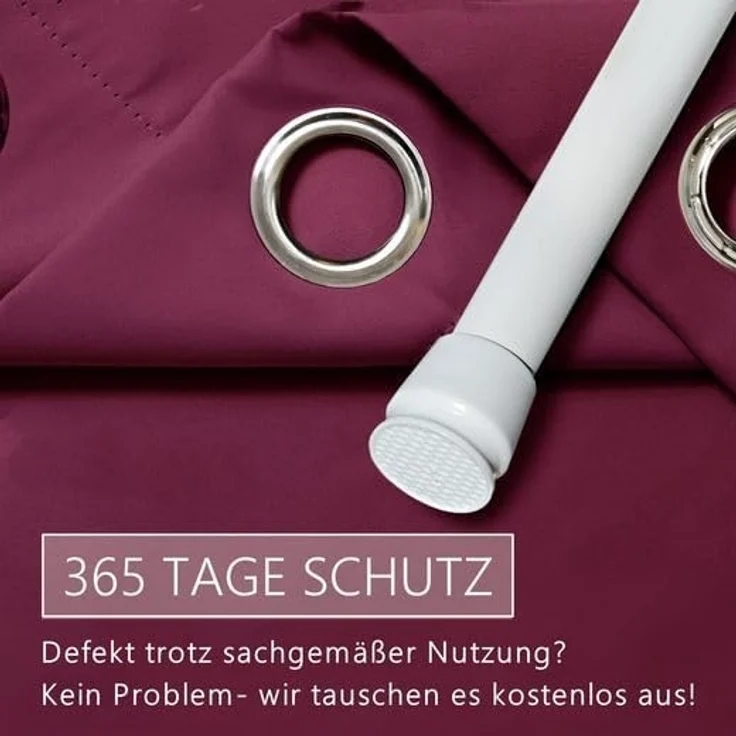 tinycurtains Türvorhang mit Stange weiß 70-120 cm Thermo Vorhang ohne Bohren, blickdicht, Ösen, verdunkelnd, Polyester, bordeaux rot Berry, Türgardine mit Klemmstange Raumtrenner Vorhang Tür – Bild 6