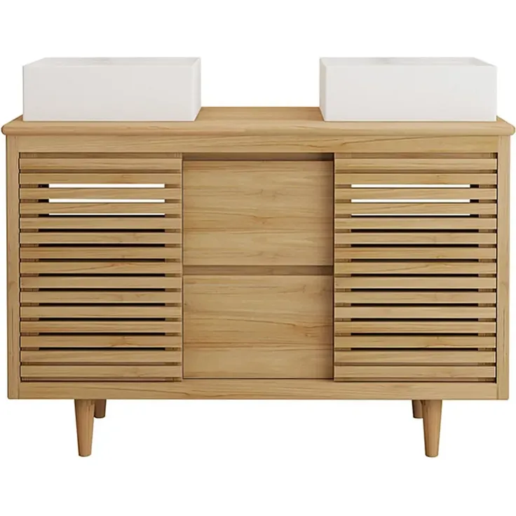 Vente-unique - TORAJA Waschbeckenmöbel Holz, Platte Beige - B 55 cm x H 80 cm x L 120 cm – Bild 2