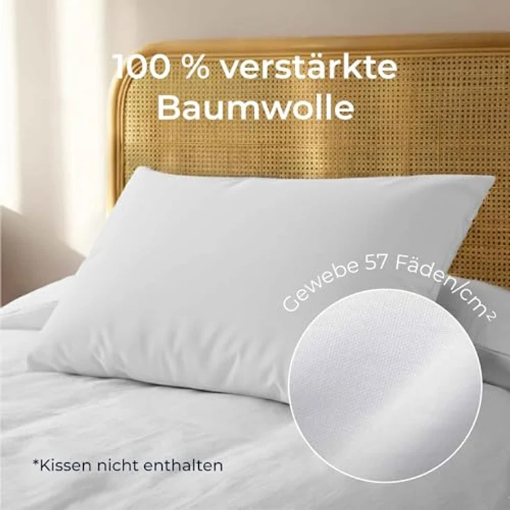 Kissenbezug 40x60 Baumwolle Renforcé (2er-Set) - Weiss - Dicht gewebt mit 57 Fäden/cm² - Kissenbezug 40x60 - Oeko Tex Zertifiziert - Dreamzie – Bild 4