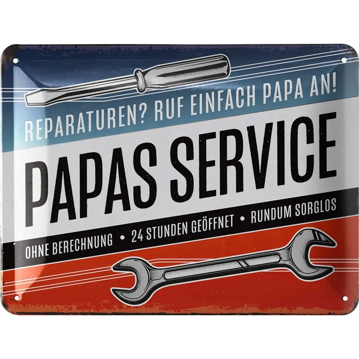 LANOLU Blechschild Papas Service - 15x20cm – Metall – Mehrfarbig – 15104 – Bild 1