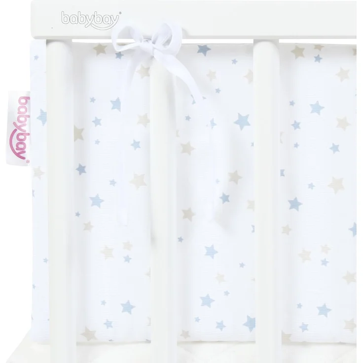 babybay Nestchen Piqué passend für Modell Boxspring XXL, weiß Sternemix sand/azurblau – Bild 3