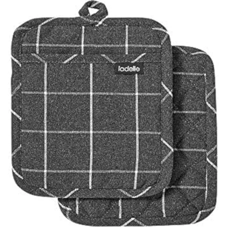 Ladelle Eco Check Topflappen 2er-Set anthrazit