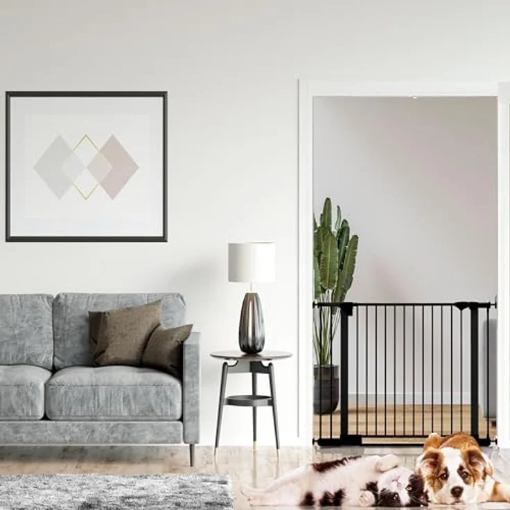 Bettacare Sicherheitsstuffen Haustiergitter, Schwarz, 68cm - 75cm, Extra Niedrige Durchgangshöhe, Druckmontage Sicherheitsgitter, Haustiergitter für Treppen, Einfache Installation – Bild 7