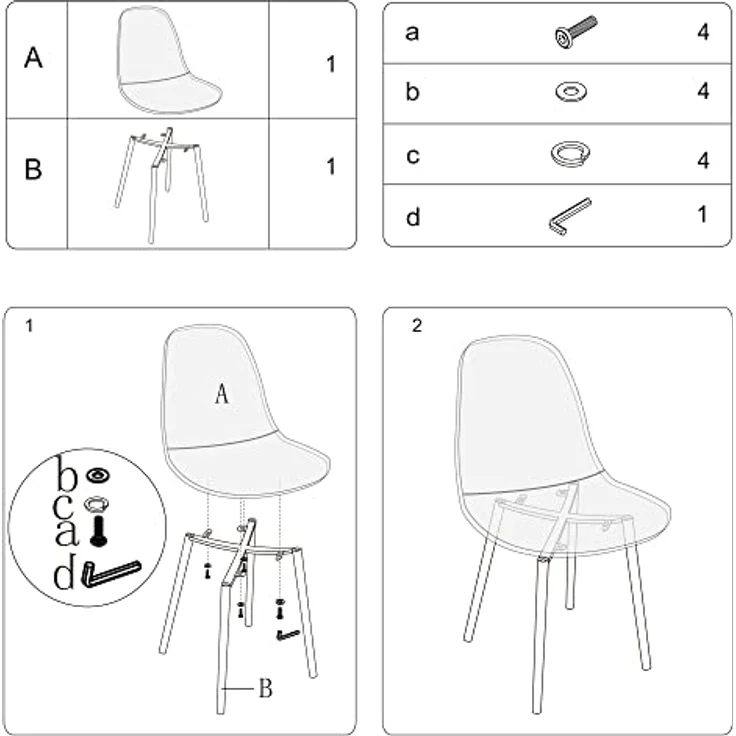 CangLong Satz von 4 Home Chair Modern Transparent Polycarbonat Robuste Esszimmerstühle mit Metallbeinen für Küche Esszimmer & Gardon – Bild 7