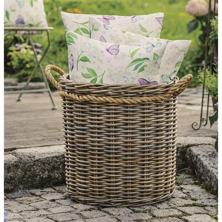 großer Rattankorb "Koboo Grey" 50 cm hoch, Rattan Aufbewahrungskorb, Wäschekorb, Spielzeugkorb, Übertopf