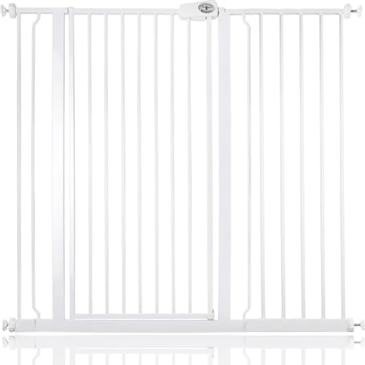 Bettacare Extra hoher Sicherheitsgitter für Kinder und Hunde, 113.8cm - 121.4cm, Weiß, Extra hohes Babygitter von 104cm Höhe, Druckmontage-Sicherheitsgitter für Treppen – Bild 2