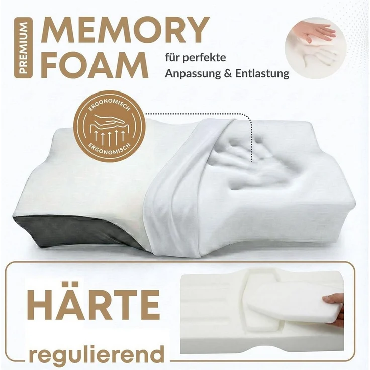 SEI Design Nackenstützkissen Sei Design orthopädisches Nackenstützkissen VISCO AIR, Viscoelastisch, Füllung: Memory Schaum, Bezug: Thermoregulierender Bezug, Seitenschläfer, Rückenschläfer, Bauchschläfer, Visco Elastik Schaum, Ergonomische Kontur, beid... – Bild 3