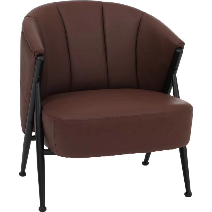 Sessel HWC-P30, Polster-/Cocktail-/Clubsessel Lounge Chair Vintage Retro Industrial Metall Kunstleder ~ rostrot – Bild 9