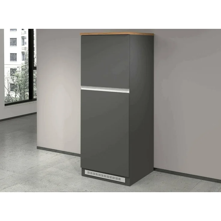 Dmora - Küchenschrank Plinio, Mehrzweckschrank, Küchenzeile Schrank, Multifunktionales Kühlregal, 100% Made in Italy, 60 x 60 x 165 cm, Anthrazit und Eiche – Bild 1
