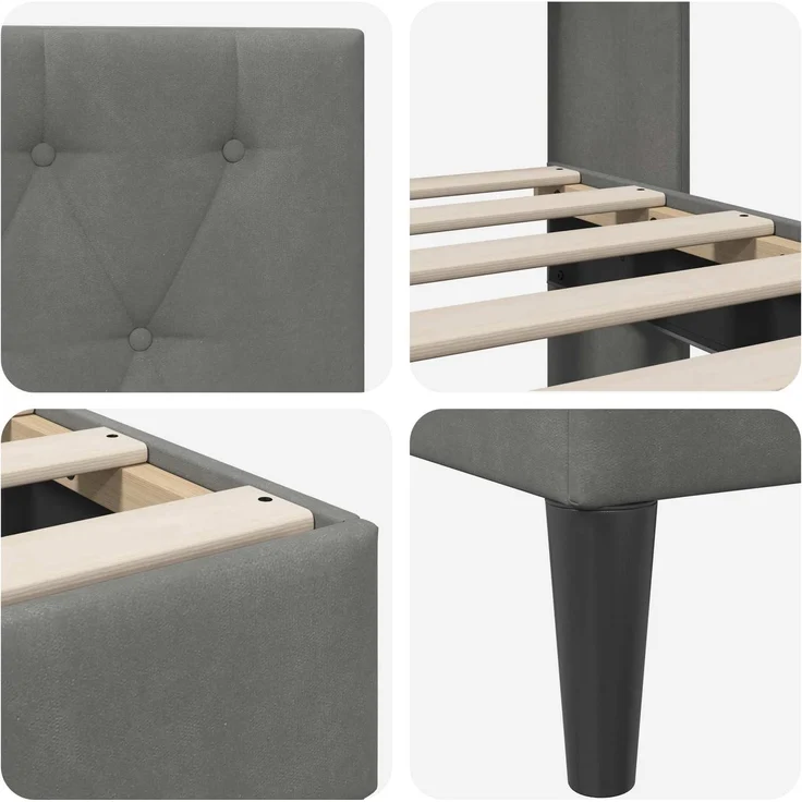 vidaXL Bettrahmen mit Kopfteil Dunkelgrau 120 x 190 cm Samt 42027650 – Bild 7