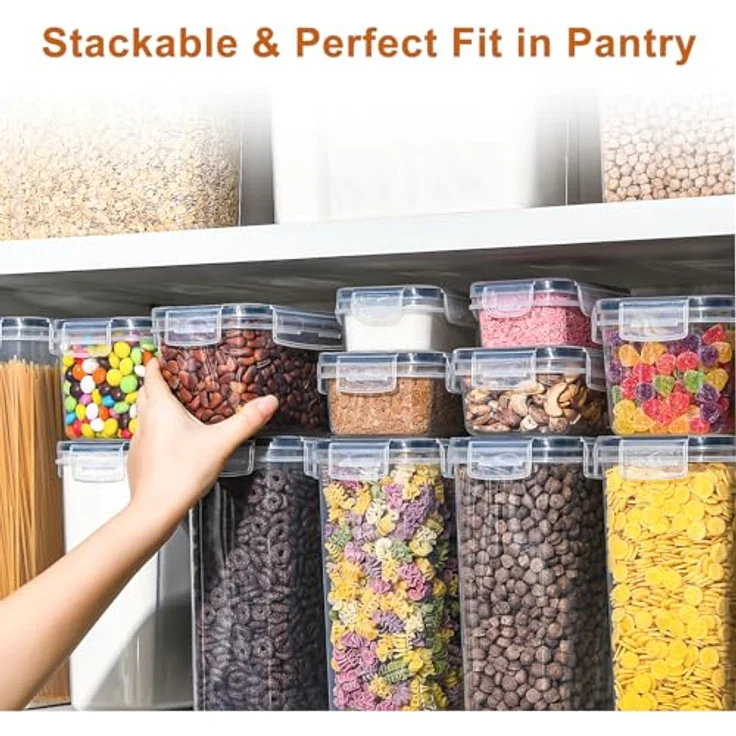 GoMaihe Vorratsdosen 28 Set, Aufbewahrungsbox Küche Organizer, Luftdicht Vorratsbehälter Plastik mit Deckel, Vorratsdose für Müsli Mehl Kaffeebohnen Cornflakes Aufbewahrung, 2L 1.4L 0.8L 0.32L 0.06L – Bild 6