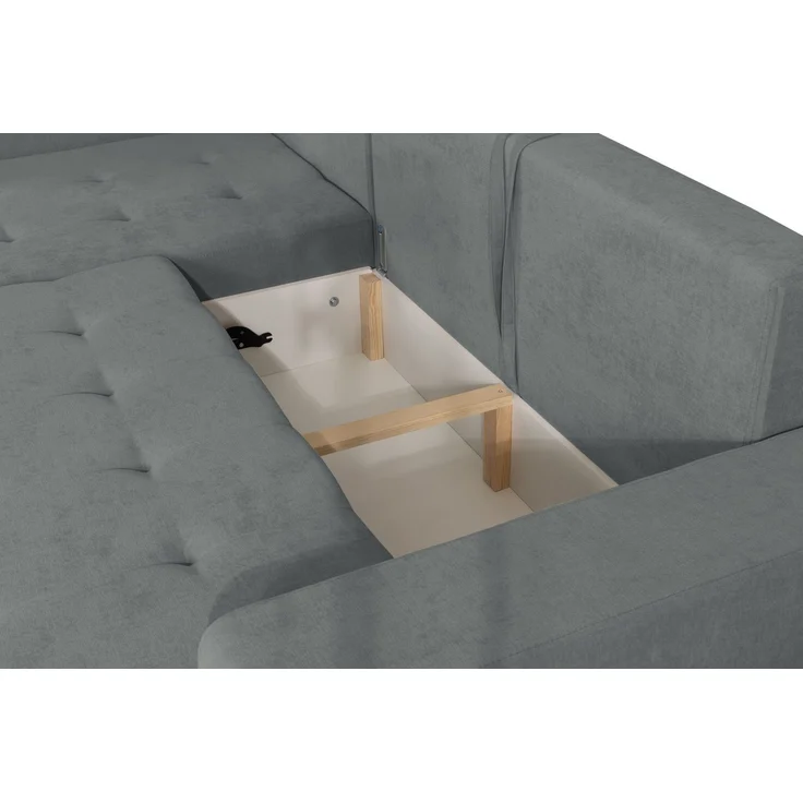 Selsey 'Larelle' Ecksofa mit Schlaffunktion & Bettkasten, Chenille, Ottomane rechts, Aschgrau – Bild 8