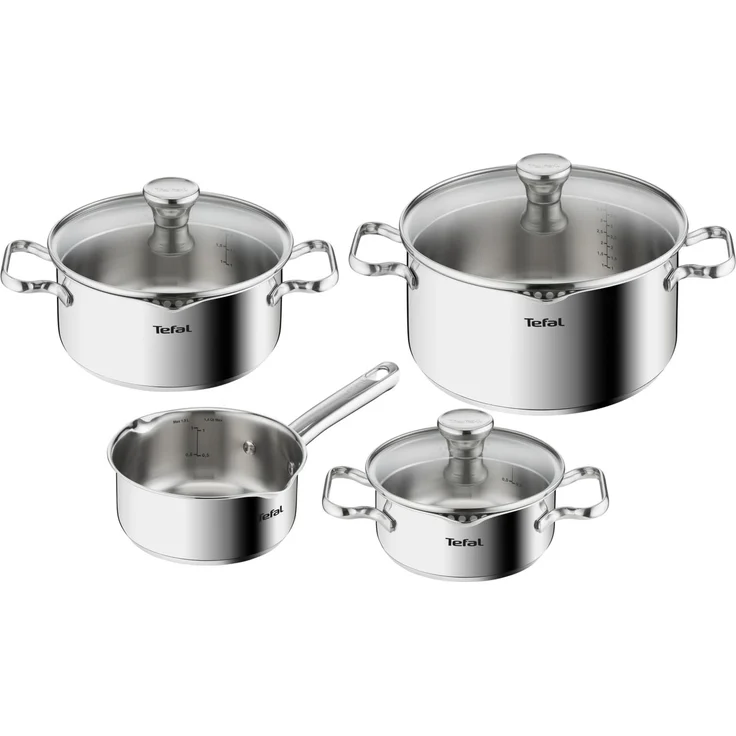 Tefal Duetto Edelstahl Kochtopfset, 7-teilig, Töpfe induktionsgeeignet, für alle Herdarten geeignet, Kochtöpfe für Ceranfeld, backofengeeignet (außer Deckel), spülmaschinengeeignet, A705A8