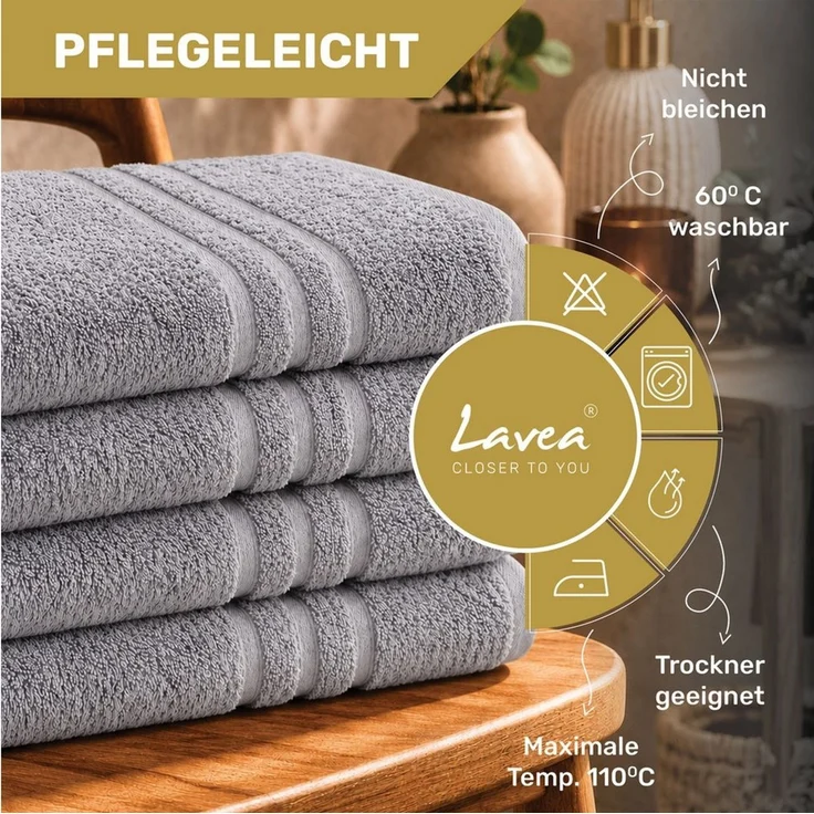 Lavea Handtücher 8er Handtuch Set 50x100 cm, Sporthandtuch, Badetuch, (Frottierserie Elena), Saugstarke & weiche Gästetücher, Handtuch Set – Bild 1