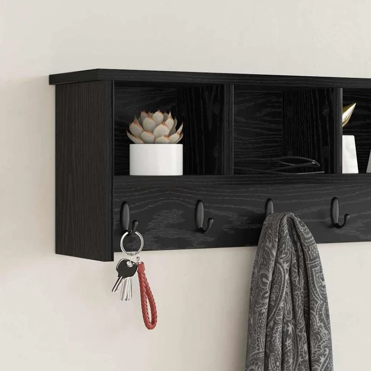 vidaXL Wandmontierter nachttisch Schwarz Eichen-Optik 100 x 16 x 26 cm 874324 – Bild 4