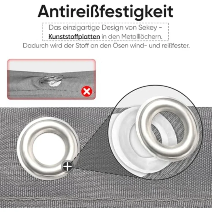 Sekey Balkon Sichtschutz Balkonabdeckung Balkonverkleidung blickdichte Wind- und UV-Schutz, 100% Privatsphäre, mit Ösen, Nylon Kabelbinder und Kordel, Hellgrau 0. 9×3m – Bild 2